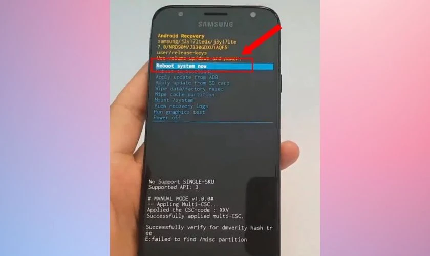Chọn Reboot system now v&agrave; đợi cho đến khi qu&aacute; tr&igrave;nh ho&agrave;n tất
