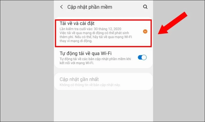 Kiểm tra bản cập nhật mới và cài đặt nếu có