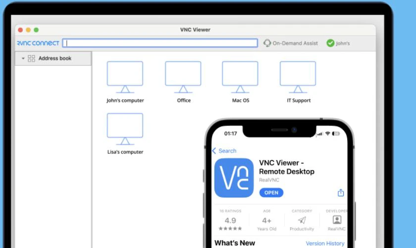 VNC Viewer l&agrave; ứng dụng được ph&aacute;t triển bởi RealVNC