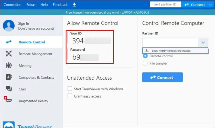 C&aacute;ch điều khiển m&aacute;y t&iacute;nh từ xa bằng điện thoại qua Teamviewer
