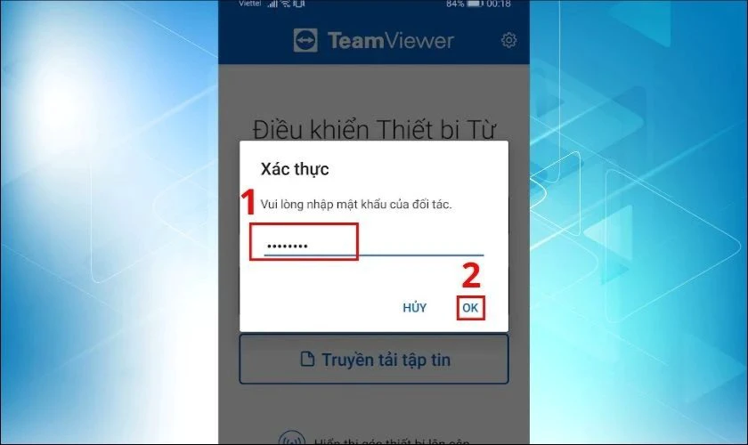 Nhập Mật khẩu t&agrave;i khoản v&agrave; chọn OK