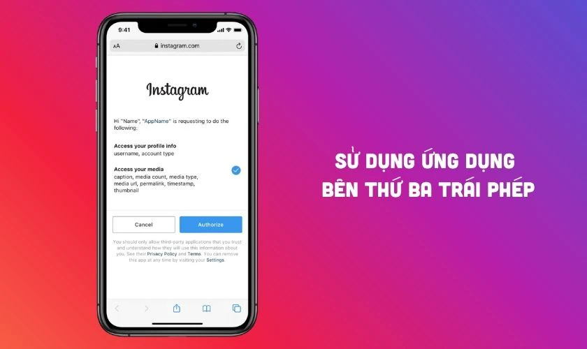Lý do tài khoản Instagram bị đình chỉ vì sử dụng ứng dụng bên thứ ba trái phép