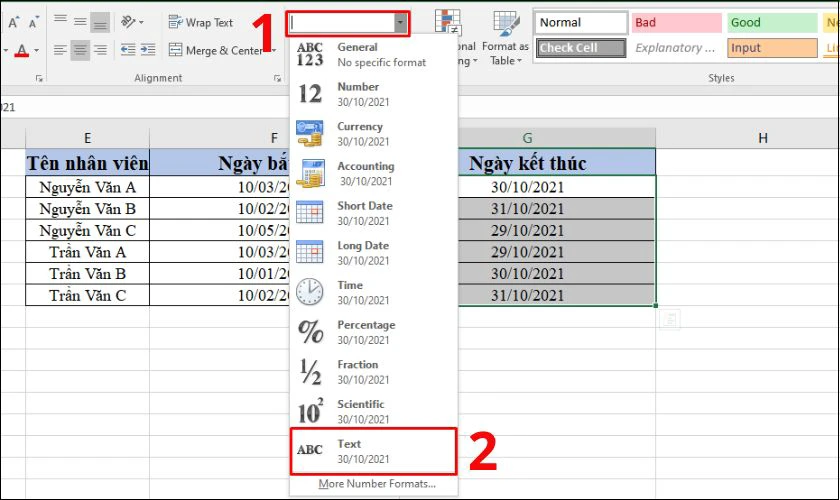Cách tắt định dạng ngày tháng trong Excel