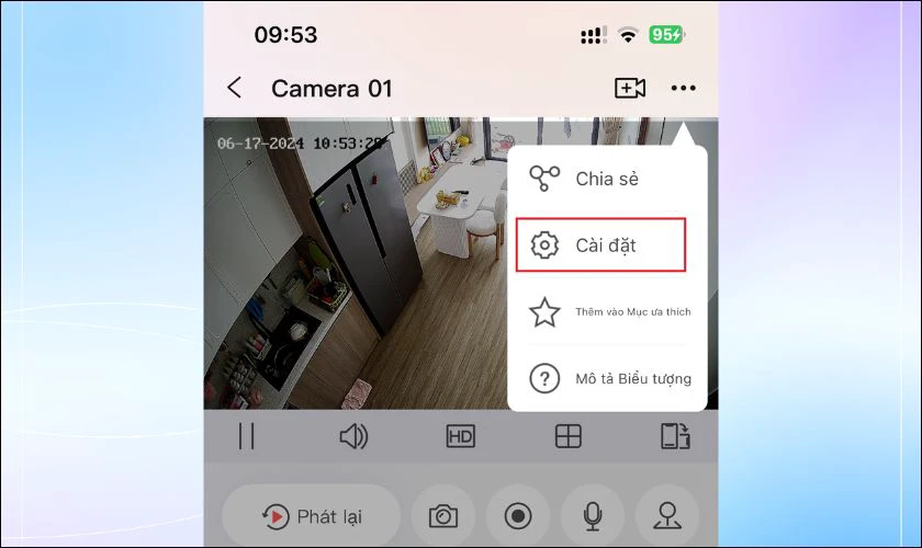 Gắn thẻ nhớ v&agrave;o camera v&agrave; nhấn v&agrave;o phần C&agrave;i đặt tr&ecirc;n phần mềm