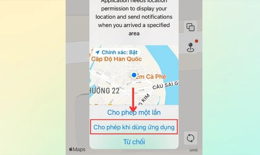 Bấm Y&ecirc;u cầu ứng dụng kh&ocirc;ng theo d&otilde;i