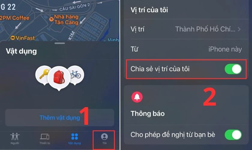 Định vị iPhone bị mất bằng t&iacute;nh năng Sharing Location 