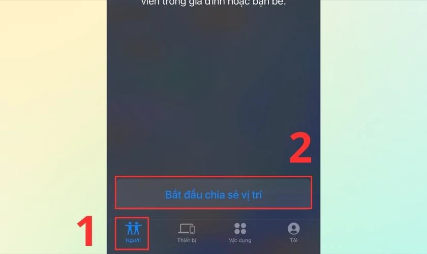 Nhấn v&agrave;o Bắt đầu chia sẻ vị tr&iacute;