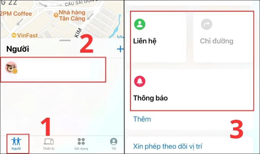 Truy cập v&agrave;o Người trong app T&igrave;m