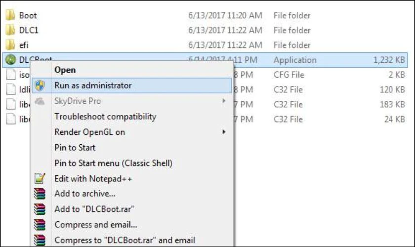Tải phần mềm DLC Boot v&agrave; thực hiện giải n&eacute;n file