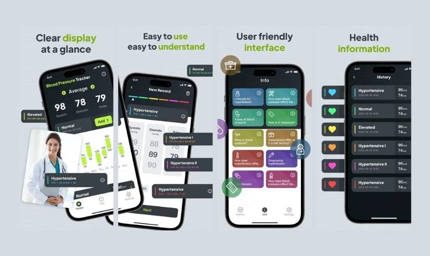 Blood Pressure Tracker đo huyết &aacute;p với ứng dụng miễn ph&iacute;