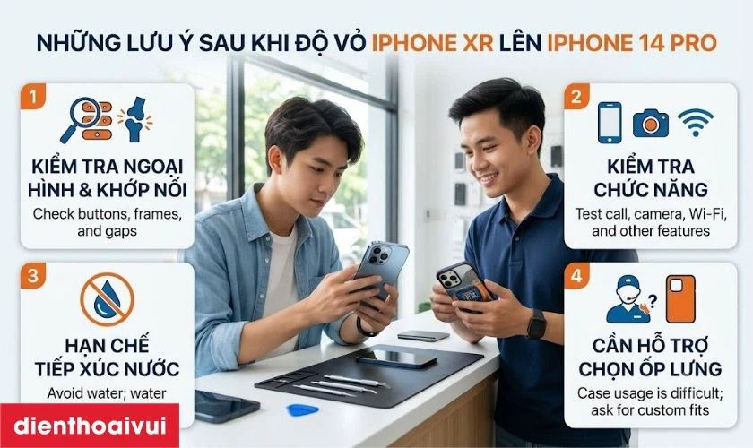 Những lưu &yacute; sau khi độ vỏ iPhone Xr l&ecirc;n iPhone 14 Pro