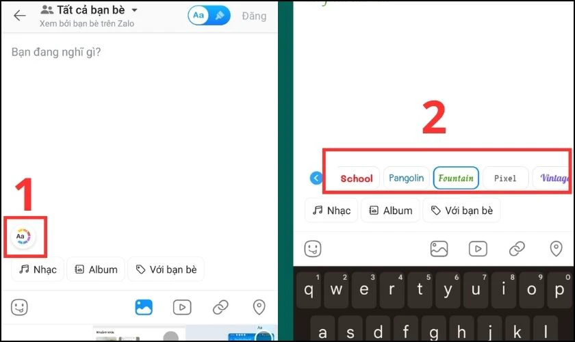 Hướng dẫn c&aacute;ch đổi kiểu chữ khi tạo nhật k&yacute; tr&ecirc;n Zalo 