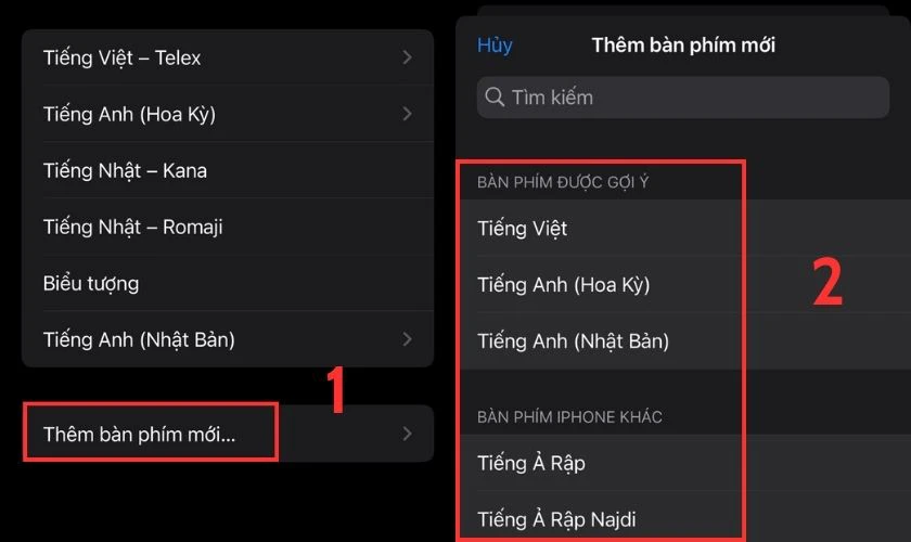 Chọn v&agrave;o Th&ecirc;m b&agrave;n ph&iacute;m mới