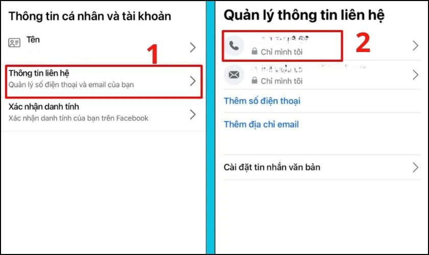 Chọn Thông tin liên hệ