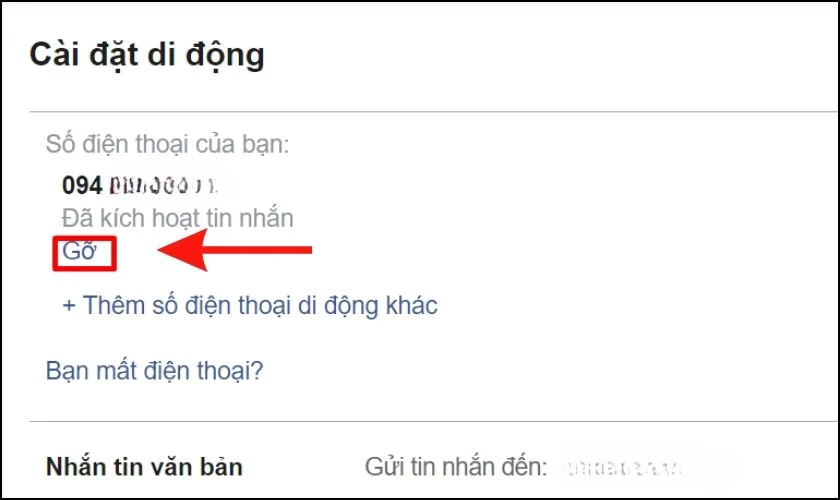 Chọn số điện thoại muốn gỡ và chọn Gỡ