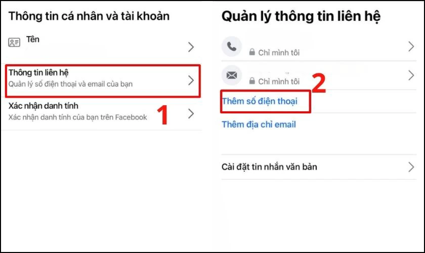 Nhấn vào mục Thông tin liên hệ để chuyển tới phần thông tin