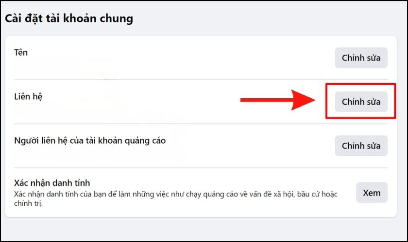 Nhấn chọn Chỉnh sửa Liên hệ