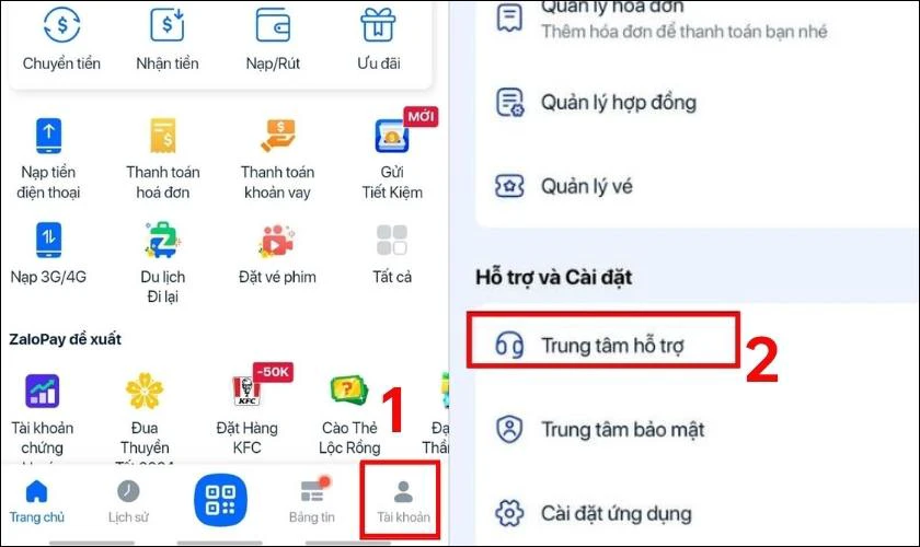 Đổi số điện thoại Zalo Pay qua trung t&acirc;m hỗ trợ
