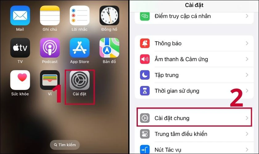 Mở C&agrave;i đặt để để đổi t&ecirc;n thiết bị iPhone