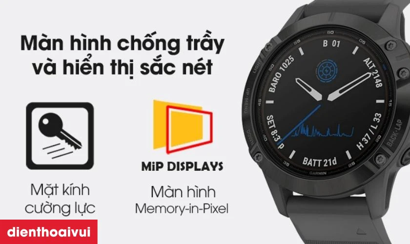 Mặt kính chống trầy, màn hình MiP rõ nét