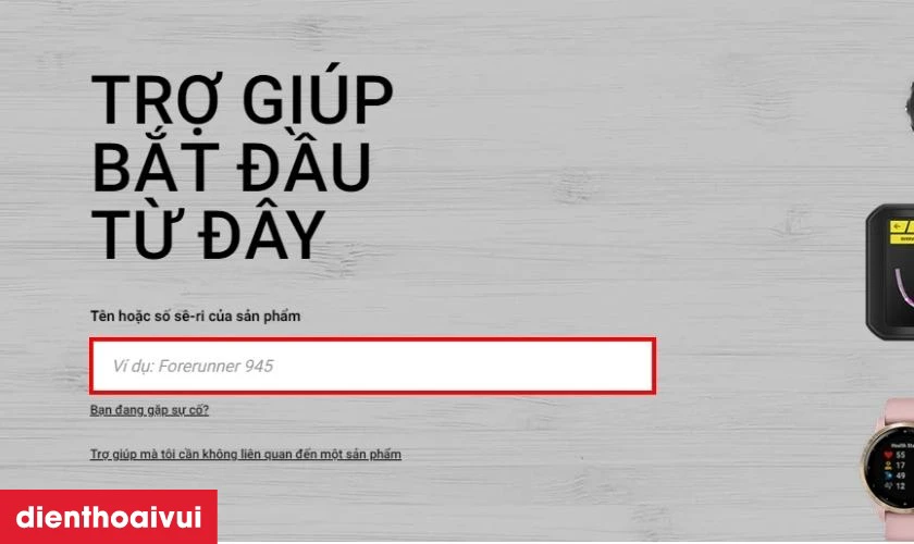 Nhập số seri của sản phẩm vào trang web