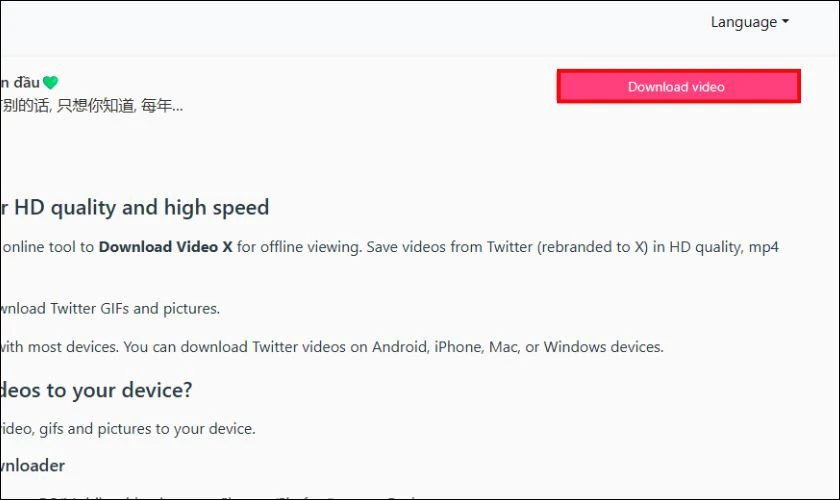 Khi hệ thống đ&atilde; xử l&yacute; xong, nhấn Download video để ho&agrave;n tất việc tải video của bạn