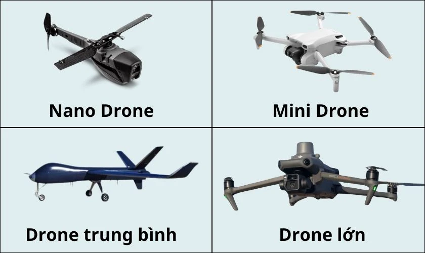 Ph&acirc;n loại Drone theo k&iacute;ch thước