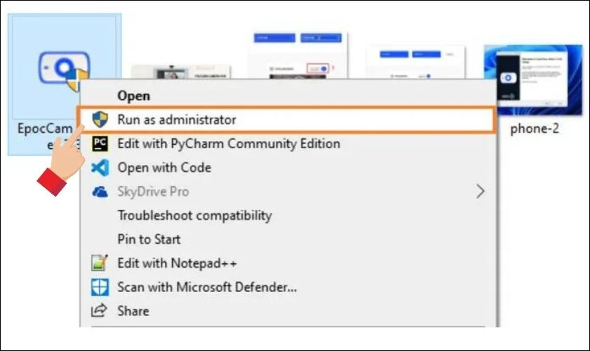 Nhấn chuột phải chọn Run As Administrator để khởi chạy ứng dụng vừa tải