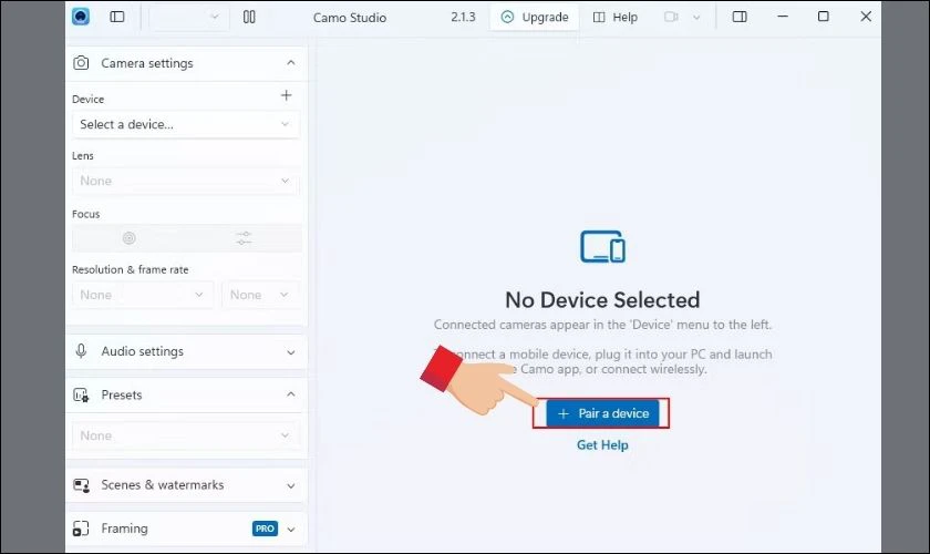 Khởi chạy Camo Studio v&agrave; kết nối iPhone với PC bằng c&aacute;p Lightning