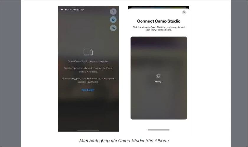 Gh&eacute;p nối iPhone với thiết bị m&agrave; bạn đang cần d&ugrave;ng iPhone l&agrave;m webcam