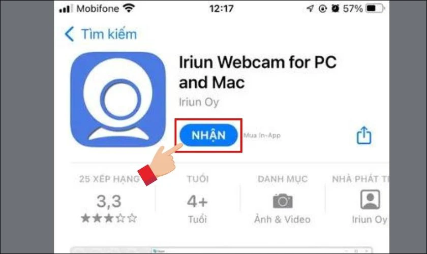 Tải Iriun Webcam về iPhone v&agrave; cấp quyền truy cập