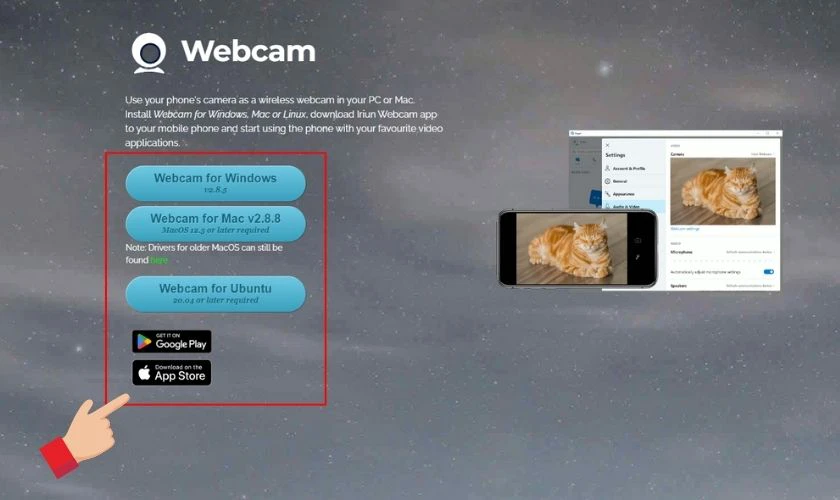 Tải v&agrave; khởi chạy Iriun Webcam tr&ecirc;n m&aacute;y t&iacute;nh cần sử dụng webcam