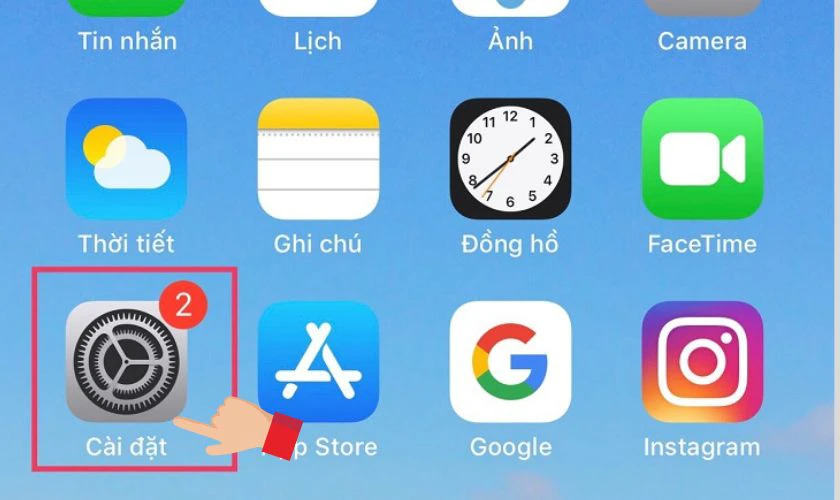 Trên điện thoại iPhone bạn tìm và ấn mở vào icon bánh răng cưa (cài đặt)