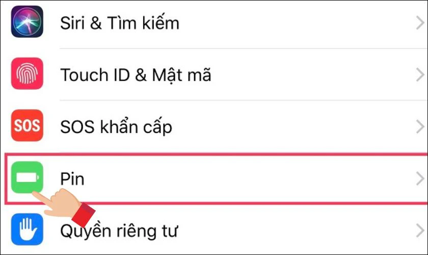 Kéo và bấm chọn vào phần có chữ pin