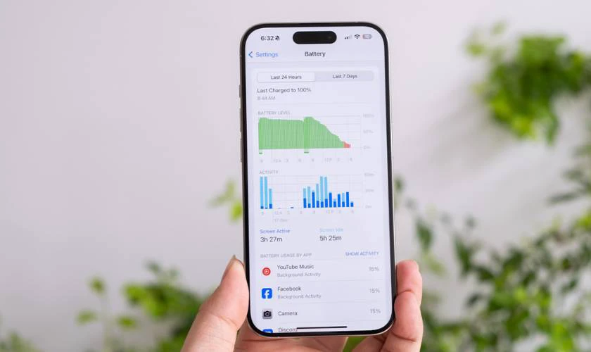 Dung lượng pin iPhone 15 Pro Max d&ugrave;ng trong bao l&acirc;u?