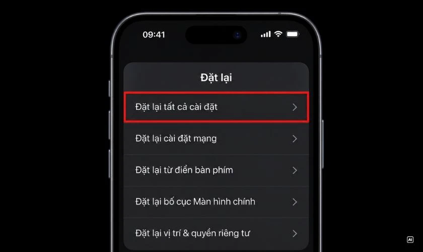 Chọn Đặt lại > Đặt lại tất cả cài đặt