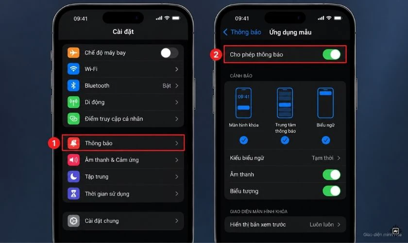 Mở Cài đặt > Thông báo, chọn ứng dụng đang gặp lỗi và kiểm tra xem thông báo