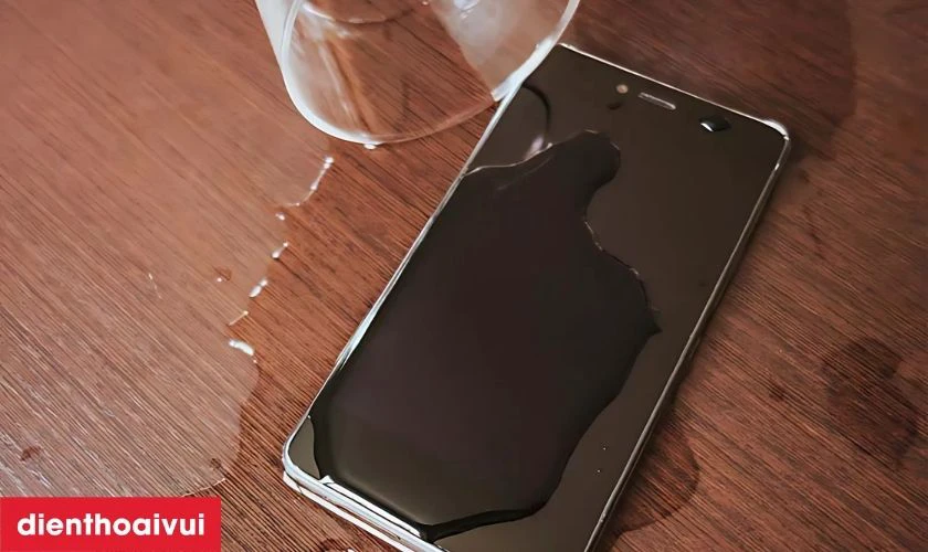 Rớt nước c&oacute; thể l&agrave;m ảnh hưởng cổ c&aacute;p m&agrave;n h&igrave;nh điện thoại