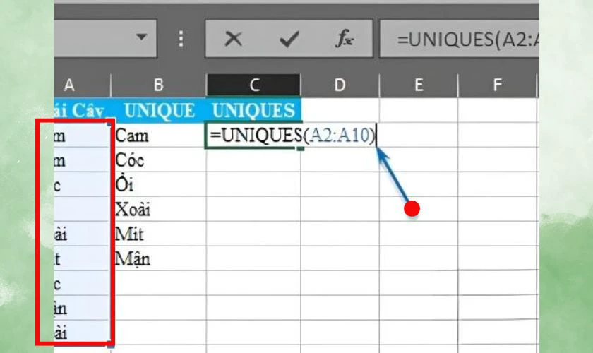 Quay lại bảng t&iacute;nh Excel