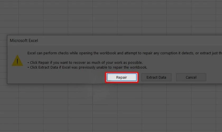 Lưu file Excel Not Responding th&agrave;nh một file mới