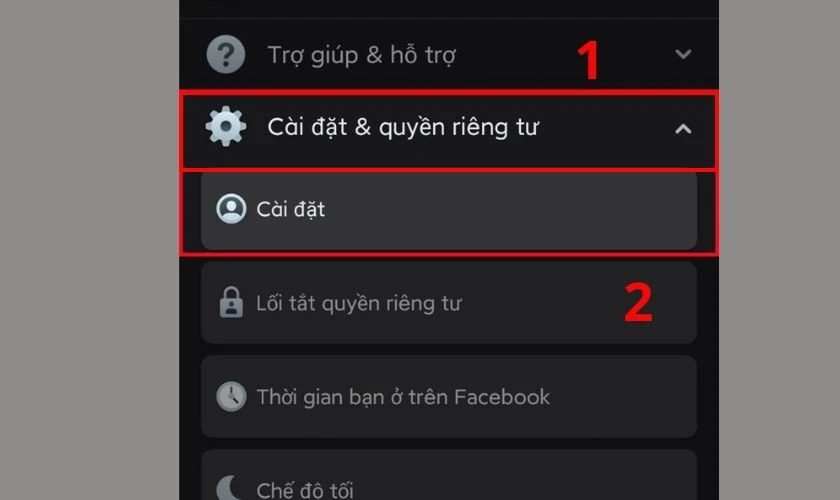 Kéo xuống và chọn Cài đặt & quyền riêng tư. Sau đó chọn Cài đặt