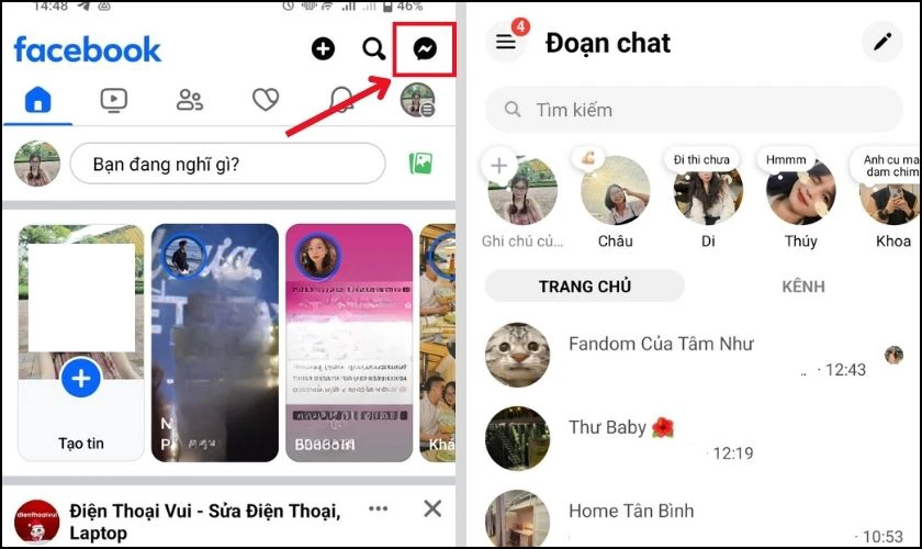 Từ đây, bạn có thể nhắn tin thông qua ứng dụng
