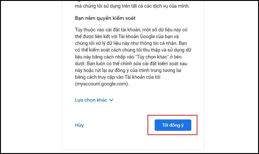 Vuốt xuống v&agrave; nhấn chọn mục T&ocirc;i đồng &yacute;