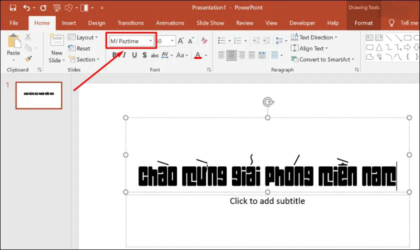 Mở các ứng dụng như PowerPoint, Excel hoặc Word, tìm kiếm tên font vừa cài trong danh sách