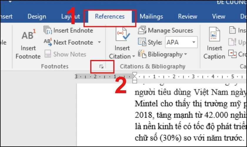 C&aacute;ch t&ugrave;y chỉnh Footnote đ&atilde; tạo trong Word&nbsp;