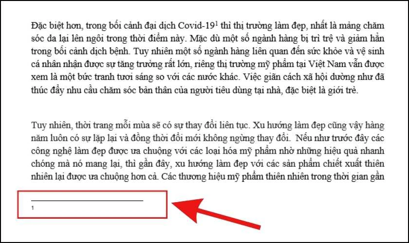 Đưa con trỏ chuột xuống cuối trang để nhập ch&uacute; th&iacute;ch cho văn bản 