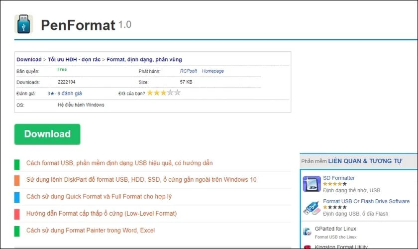 PenFormat l&agrave; một c&ocirc;ng cụ format USB nhỏ gọn