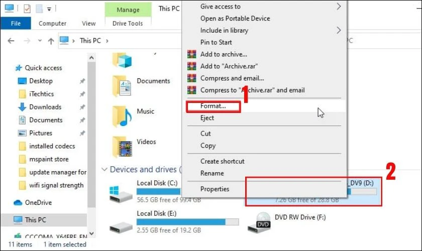 C&aacute;ch Format USB bằng File Explorer
