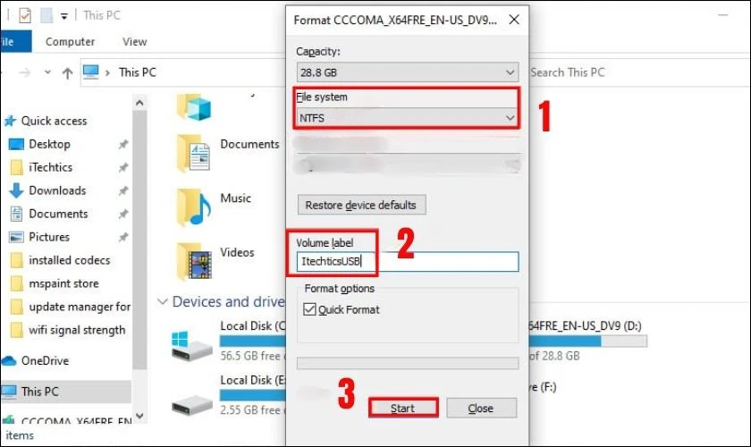 Hướng dẫn c&aacute;ch Format USB bằng File Explorer