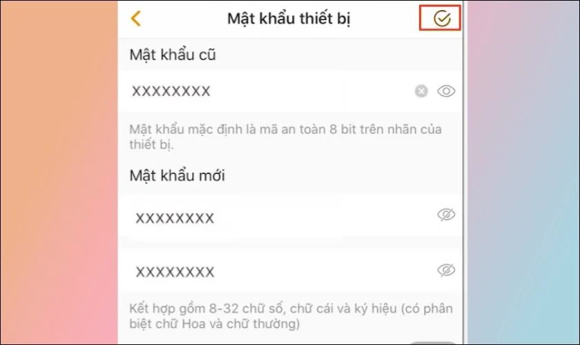 Sau khi đ&atilde; thiết lập xong, bạn bấm v&agrave;o biểu tượng dấu tick để lưu lại c&aacute;c bước đ&atilde; c&agrave;i đặt